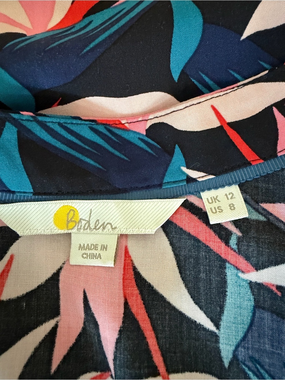 Boden Nicola Black Pink Bird of Paradise Button Up Midi Shirt Dress Size 8 - Picture 11 of 14